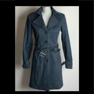 Armor Jeans Trench Coat Womens XS Lined Button Up Long Rain Top Coat